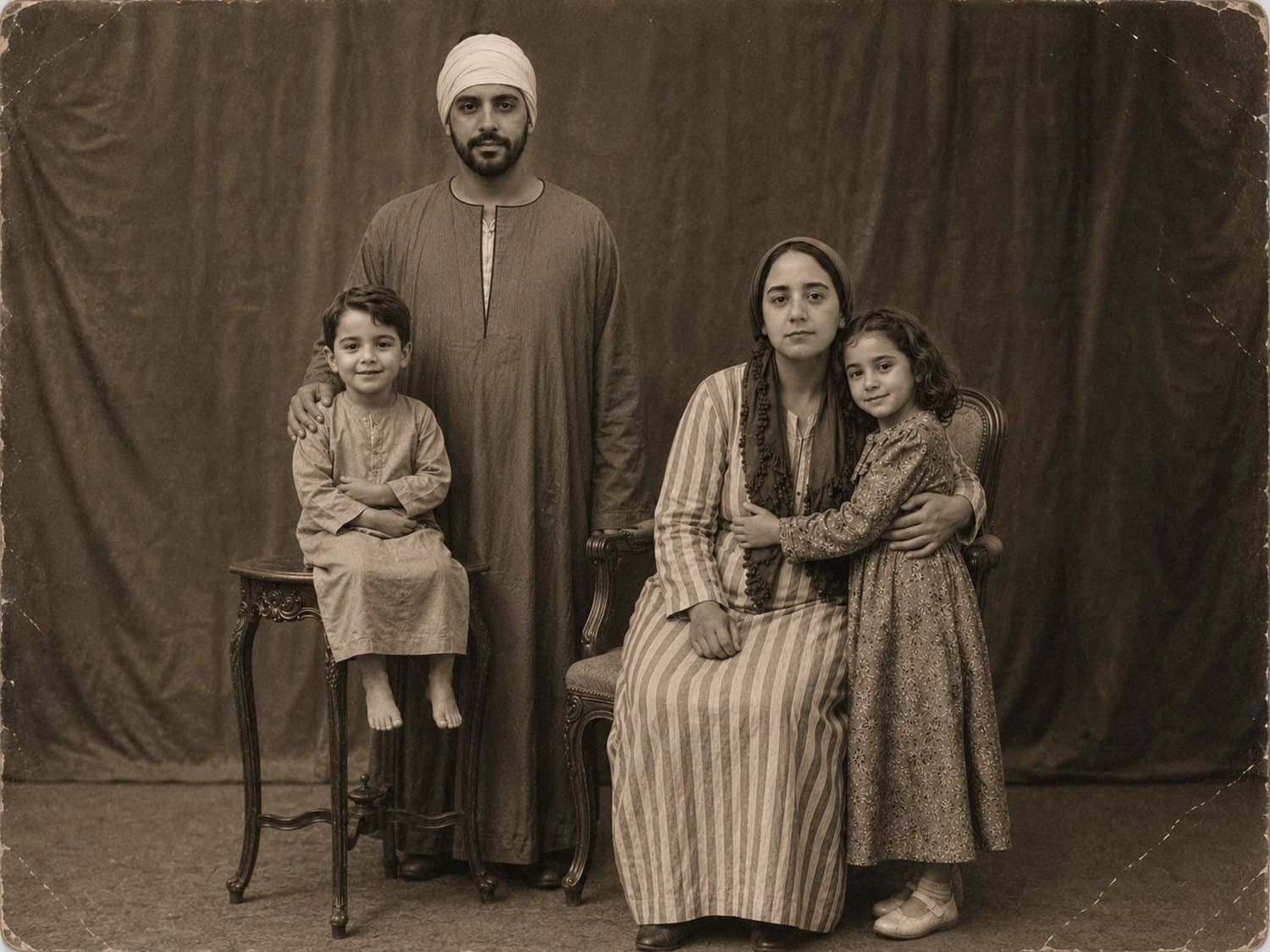 Vintage Egyptian family portrait
