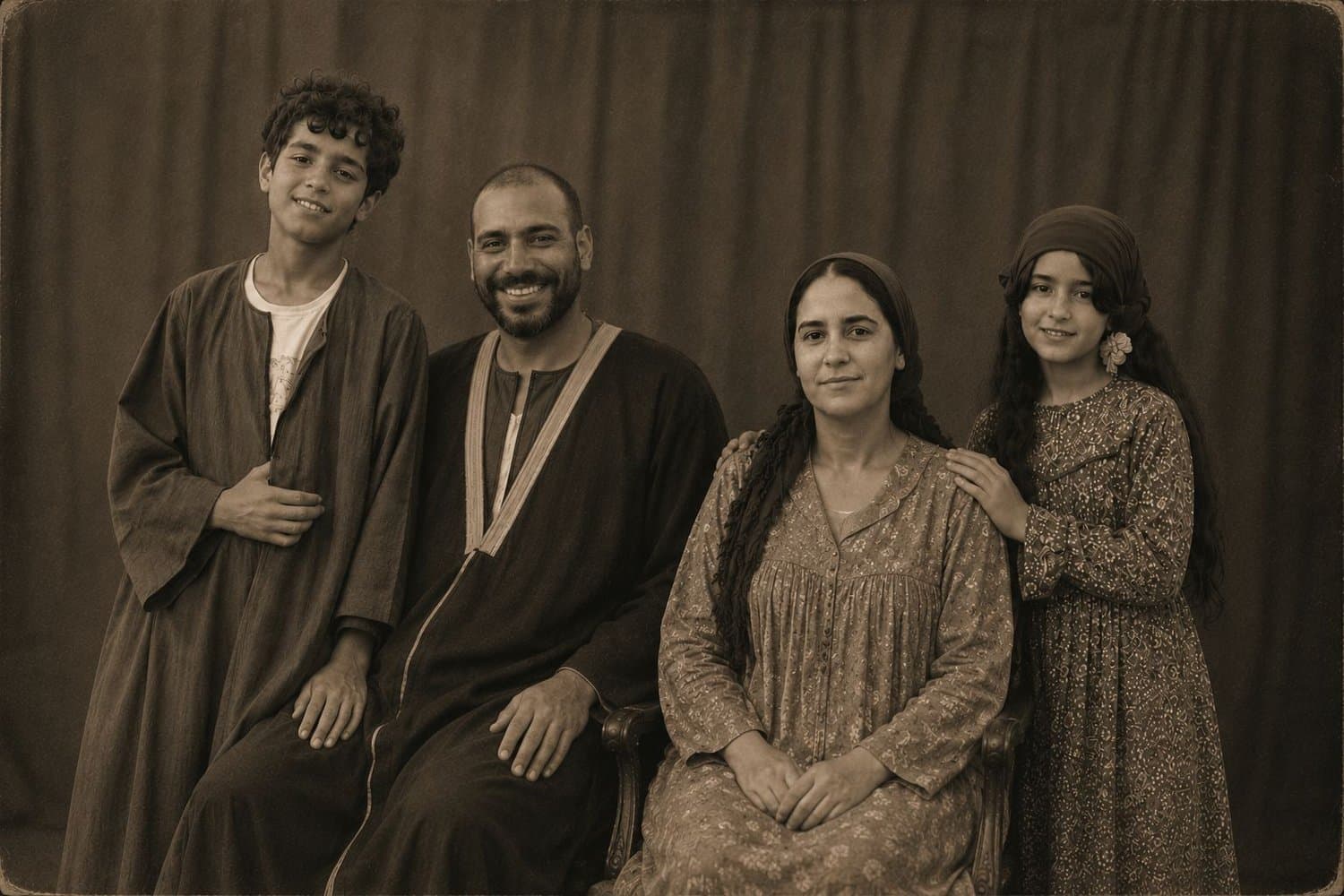 Vintage Egyptian family portrait